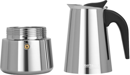 Kraft & Dele Espressokocher 10 Tassen Edelstahl Silber