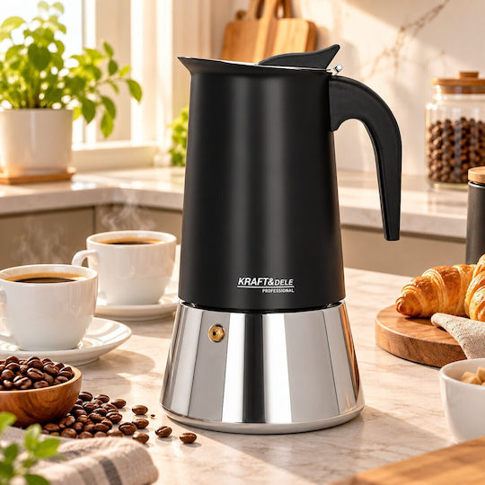 Kraft & Dele 12-Cup Stovetop Espresso Pot Inox Black