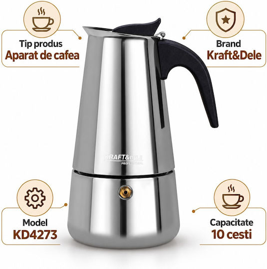 Kraft & Dele Ibric pentru espresso 6 cești din inox argintiu