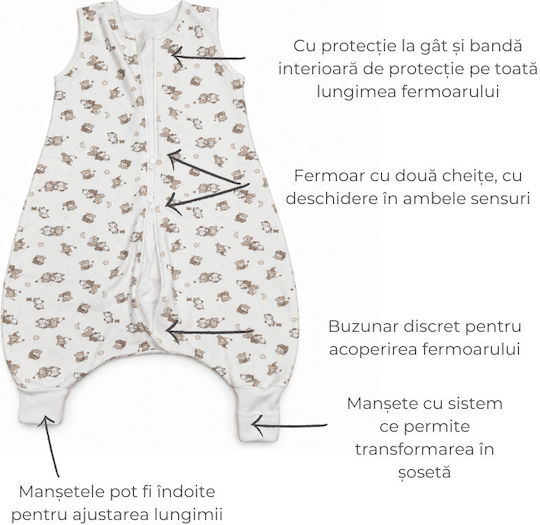 Kidizi Sac de dormit de primăvară cu picioare 1 tog bej