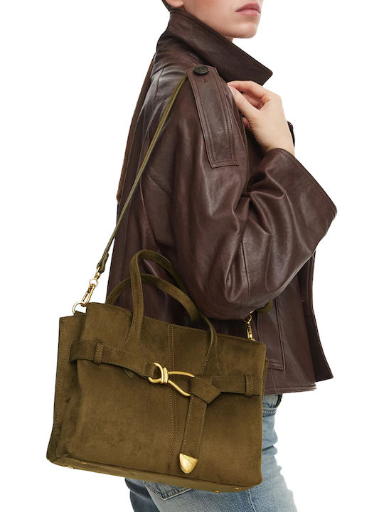 Khakifarbene Damen-Schultertasche