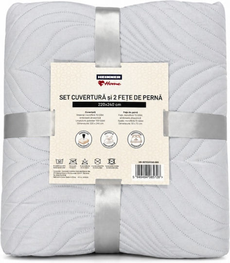 Heinner Double Coverlet Set Grey 220x240cm 3 Pieces