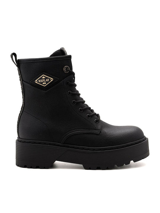 Luisa Flame Damen-Kampfstiefeletten mit mittelhohem Absatz Schwarz