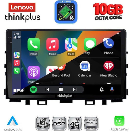 Lenovo Auto-Audiosystem für BMW X2 / X6 Kia Rio / Stonic 2018 (Bluetooth/USB/WiFi/GPS/Apple CarPlay/Android Auto) mit 9" Touchscreen
