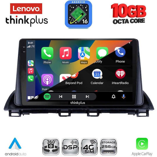Lenovo Auto-Audiosystem für BMW X2 / X6 Mazda 3 2014–2019 (Bluetooth/USB/WiFi/GPS/Apple-CarPlay/Android-Auto) mit 9-Zoll-Touchscreen