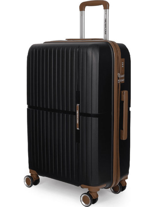 Newcom Hard Black Suitcases with Maximum Height 67 cm and 4 Wheels Set of 2 Pcs