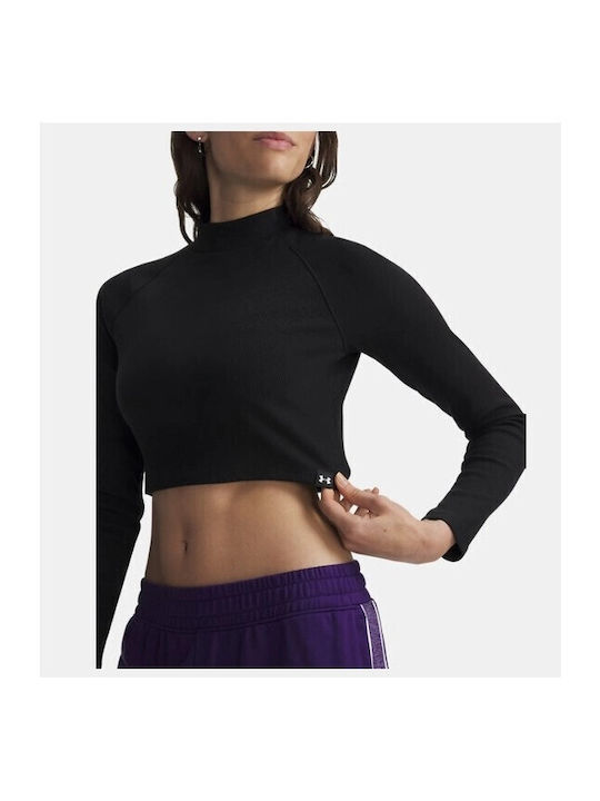 Rival Women's Cotton Long Sleeve Crop Top Black