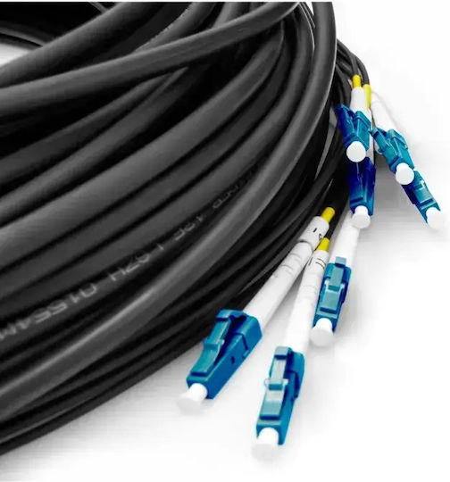 Digitus Cablu Universal de Distribuție cu Fibră Optică Duplex LC UPC Single-Mode OS2 Negru 100 Metri Preasamblat