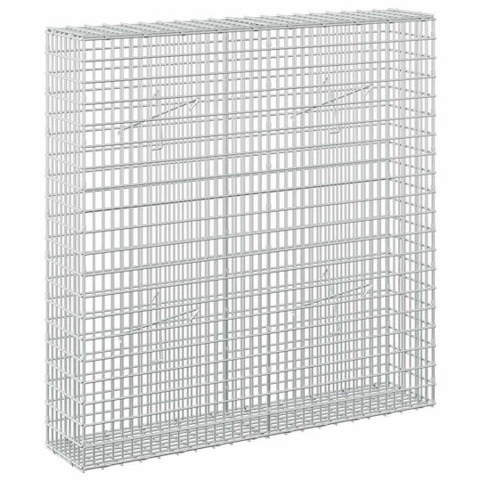 vidaXL Steel Gabion Box for Garden Fence 100x20x100 cm Silver