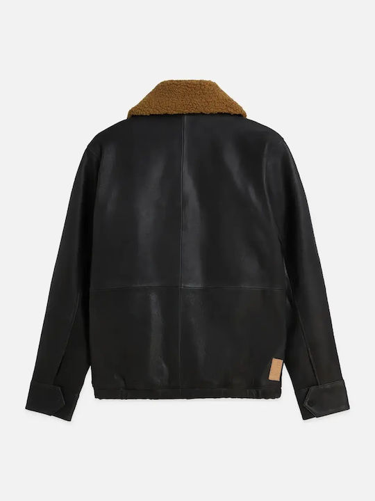 Schwarze Lederjacke