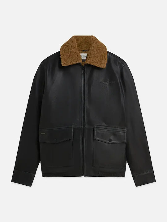 Schwarze Lederjacke
