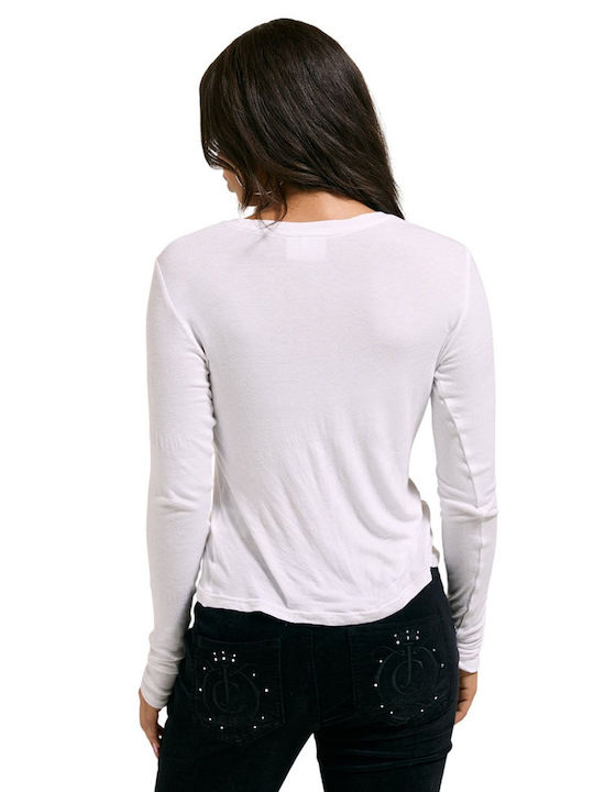 Juicy Couture Bluză de Vară Damă cu Mâneci Lungi White
