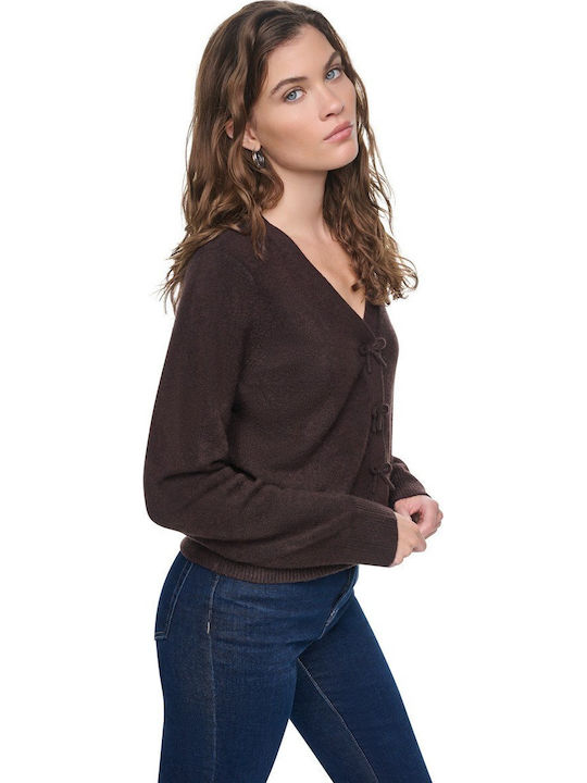 DKNY Women's Long Sleeve Brown Blouse