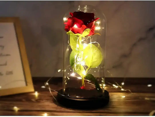 Τριαντάφυλλο Γυάλα Led Φωτισμό 21cm Κόκκινο
