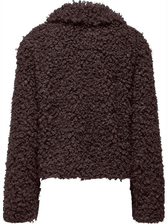 Only Onltilda Teddy Leather Jacket Leather Chocolate Torte