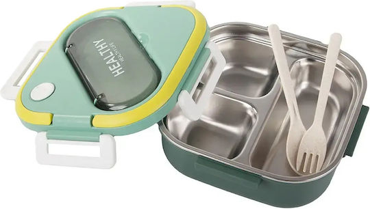Verk Group Edelstahl-Lunchbox Grün mit Fächern 1 l