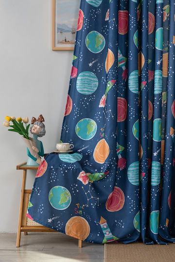 Детска Завеса с Перделък Синя 270x280 см.