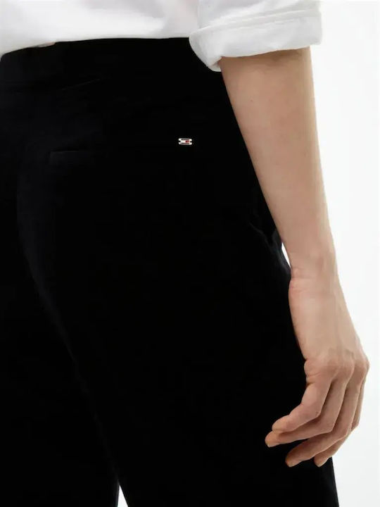 Women's Velvet Trousers in Slim Fit Black