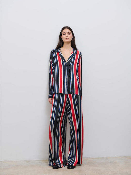 Set Negru pentru Femei cu Pantaloni cu Dungi