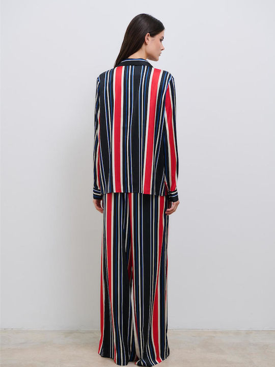 Set Negru pentru Femei cu Pantaloni cu Dungi