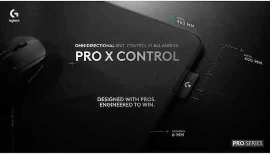 Logitech Pro X Control Подложка За Мишка 943-001618 Гейминг Черна 460 X 400 X 6 Mm