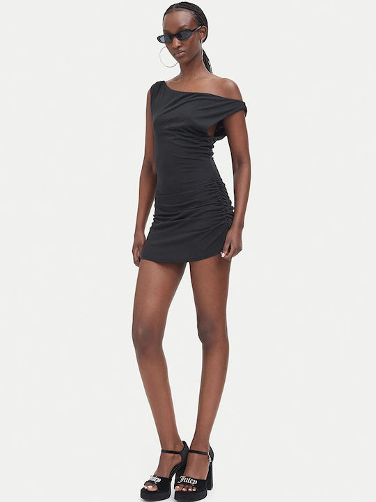 Summer Mini Draped Dress Black
