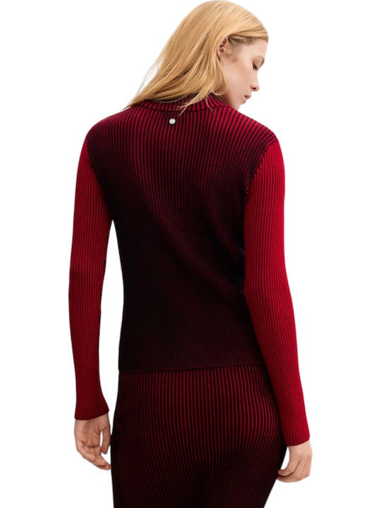 Women's Knitted Cardigan with Zipper Red