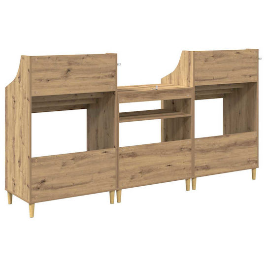Set de Rafturi pentru Mediile de Stocare, 3 Buc., Stejar Artisan, 212 x 46 x 112 cm, 3434658, Maro