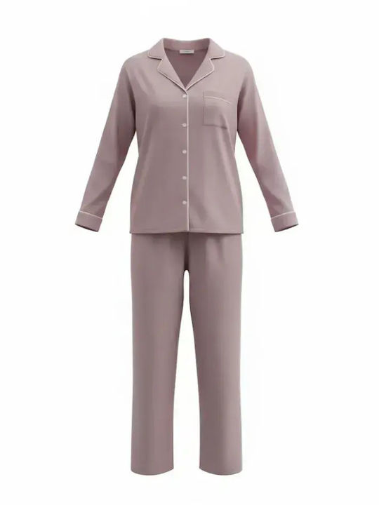 Caress Зимен Дамски Комплект Пижама Dusty Pink