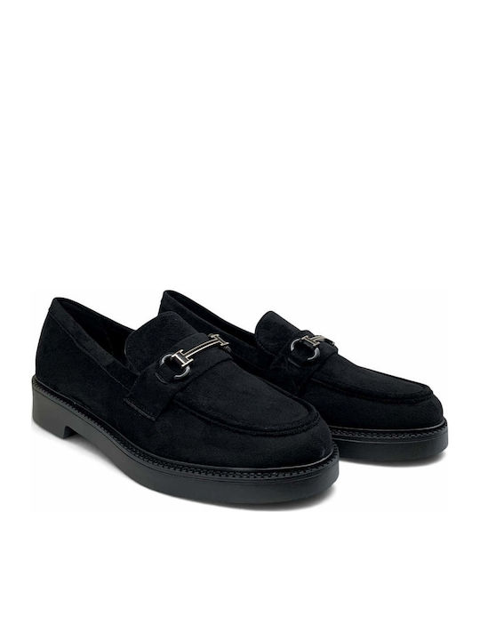 Suede Women's Loafers in Black