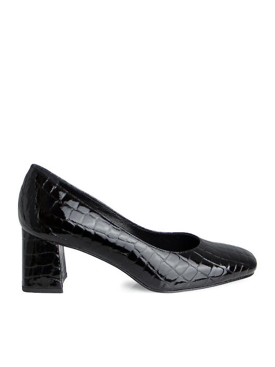 Leather Mid-Heel Pumps Black