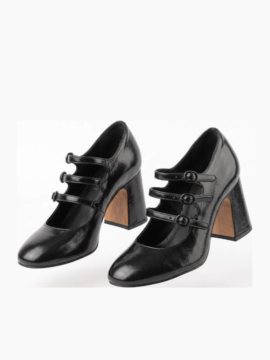 Lederslingpumps mit Hohem Absatz Schwarz