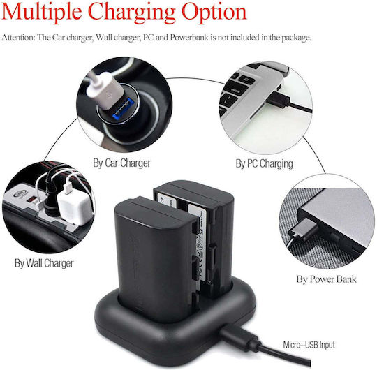 Set 2 Batteries 2000 Mah Lp-e6 Lp-e6n Dual Charger Enegon Canon