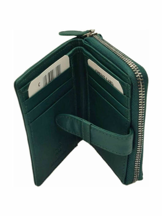 Kleine Damenlederbrieftasche mit RFID Grün