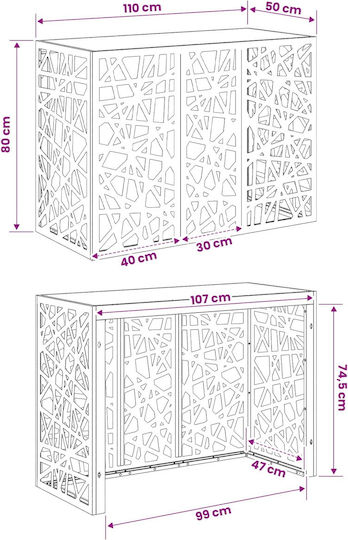 Air Conditioner Cover White 110 X 50 X 80 Cm Steel 8014165 White