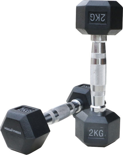 MegaFitness Sechseckige Hantel aus Gummi 1 x 2 kg