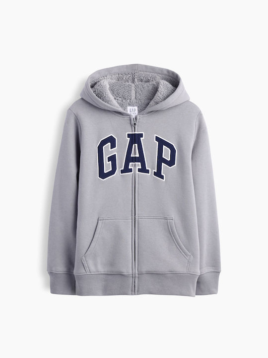 Fleece Παιδική Φούτερ Ζακέτα με Κουκούλα Pilot Grey Pilot