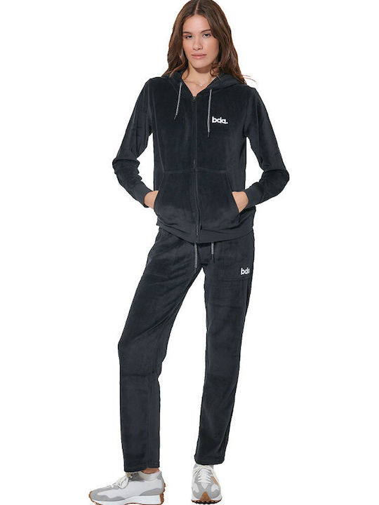 Body Action Damen Jogginghosen Samt Schwarz