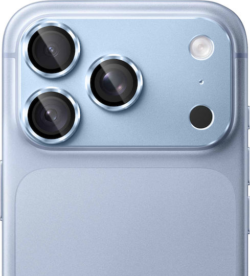 Avizar протектор за камера Avizar iPhone 18 Pro Max от закалено стъкло с титаниева рамка в светлосиньо