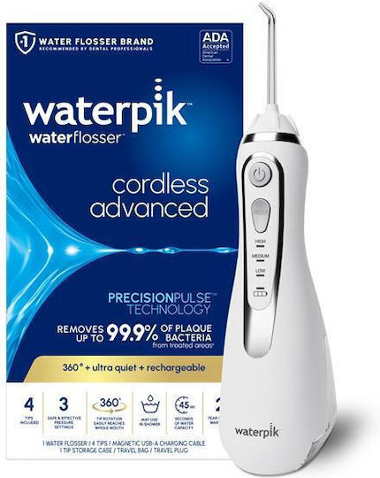 Waterpik Irigator Bucal 210ml Reîncărcabil & Impermeabil Alb WP-580EU