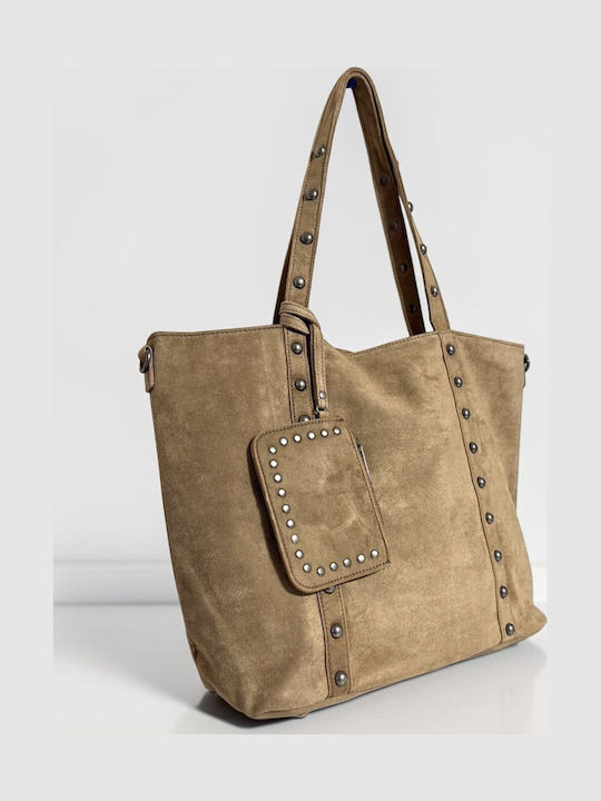 Women's Suede Tote Bag Beige