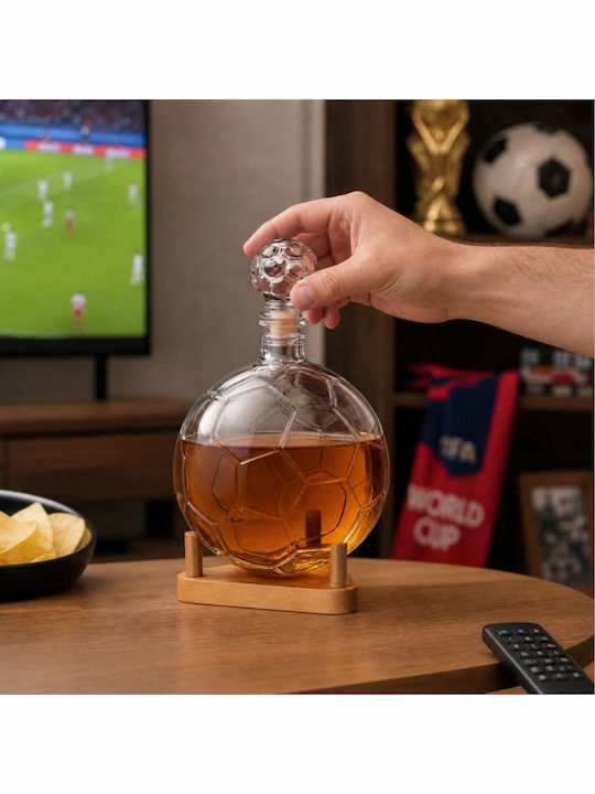 Football Стъклена Карафа За Сервиране На Вино 15 см Със Запушалка 1200 мл