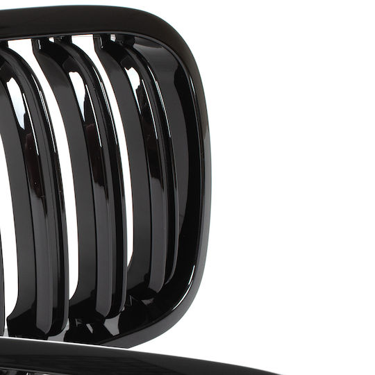 Bmw 3 E46 99-01 Coupe Cabrio Grille Between Headlights Kidneys Left + Right Set Black Glossy Double Bar