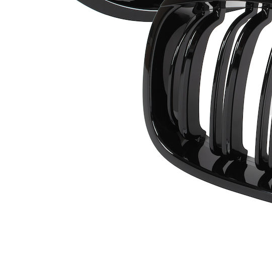 Bmw 3 E46 01-05 Coupe Cabrio Grille Between Headlights Kidneys Left + Right Set Black Glossy Double Bar