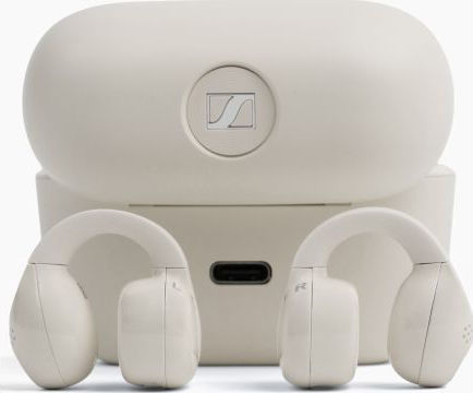 Sennheiser Accentum Clip Open Ear Bluetooth Handsfree Headphones with Sweat Resistance and Charging Case Cream