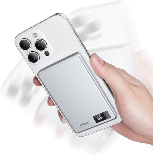 BWOO P75 MagSafe Външна Батерия 5000mAh 20W с USB-C Изходен Порт Power Delivery Черна