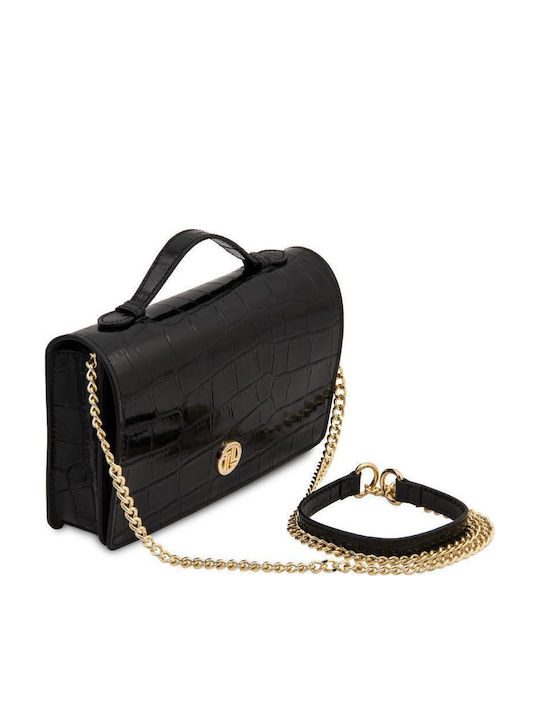 Δερμάτινο Γυναικείο Clutch Croco Μαύρο
