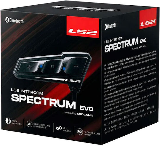 LS2 Spectrum Evo Intercom Μονή Ενδοεπικοινωνία για Κράνος Μηχανής με Bluetooth