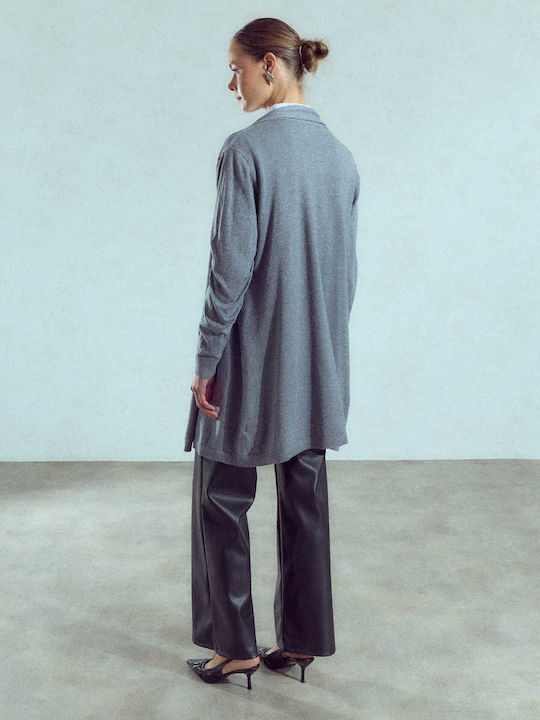 Celestino Women's Long Metallic Grey Cardigan