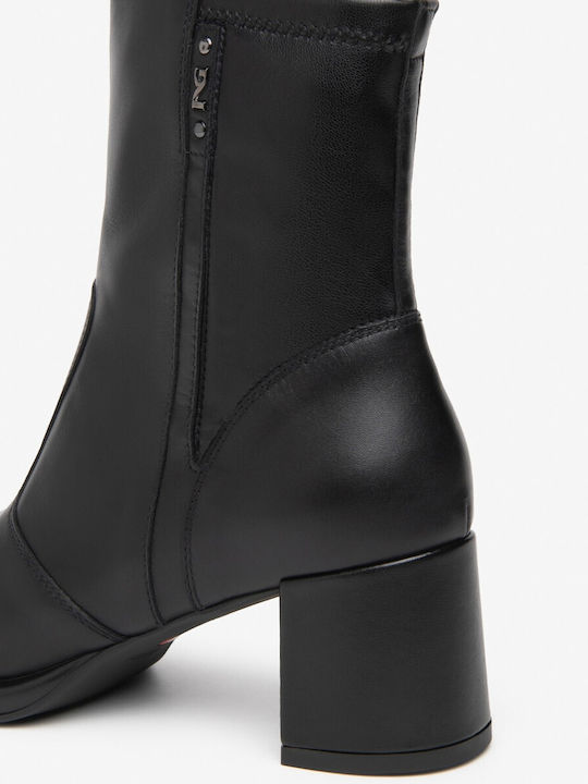 Lederstiefeletten Damen Schwarz